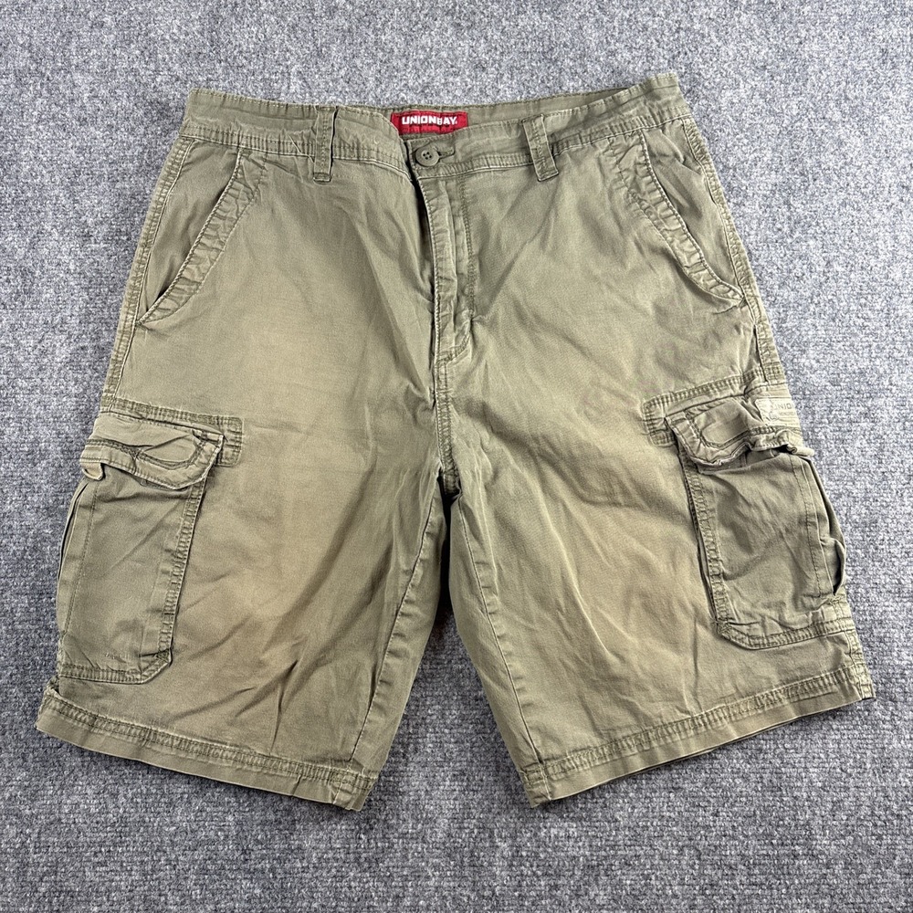 UNIONBAY Men's Survivor Stretch Cargo Shorts Olive Green Twill Size 36